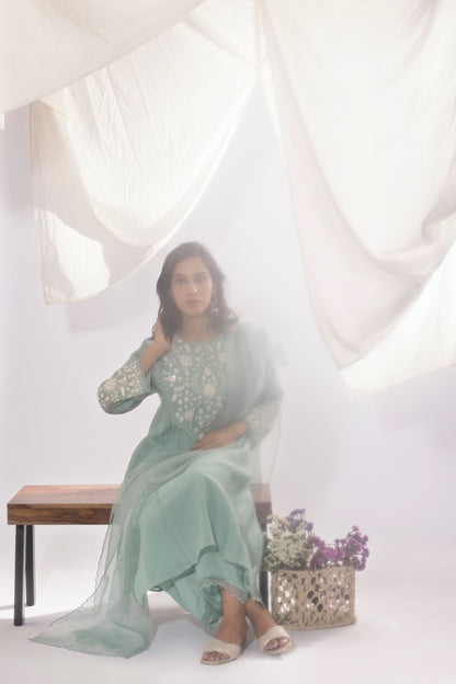 POWDER BLUE EMBROIDERED DUPATTA