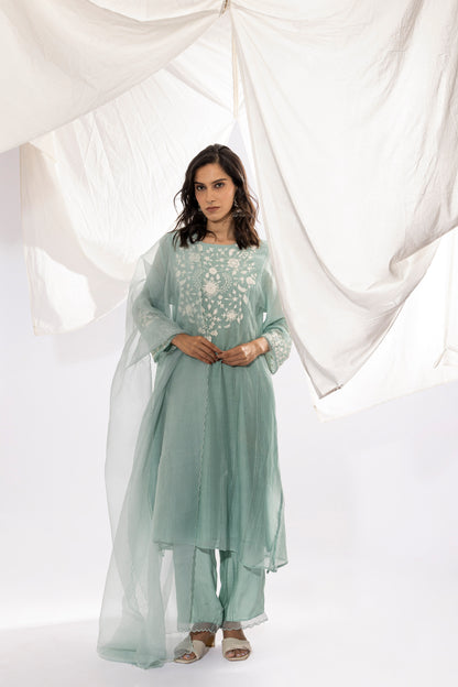 POWDER BLUE EMBROIDERED DUPATTA
