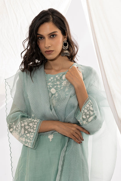POWDER BLUE EMBROIDERED DUPATTA