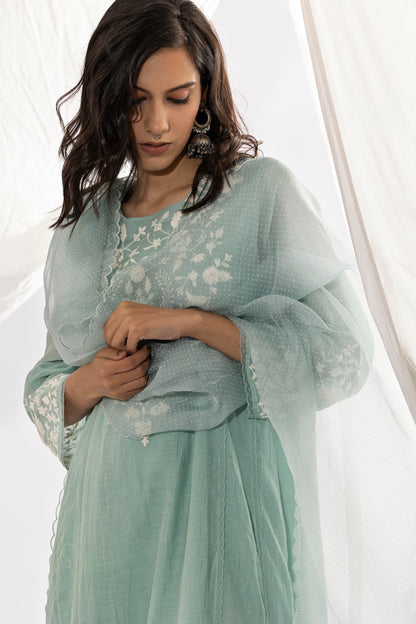 POWDER BLUE EMBROIDERED DUPATTA