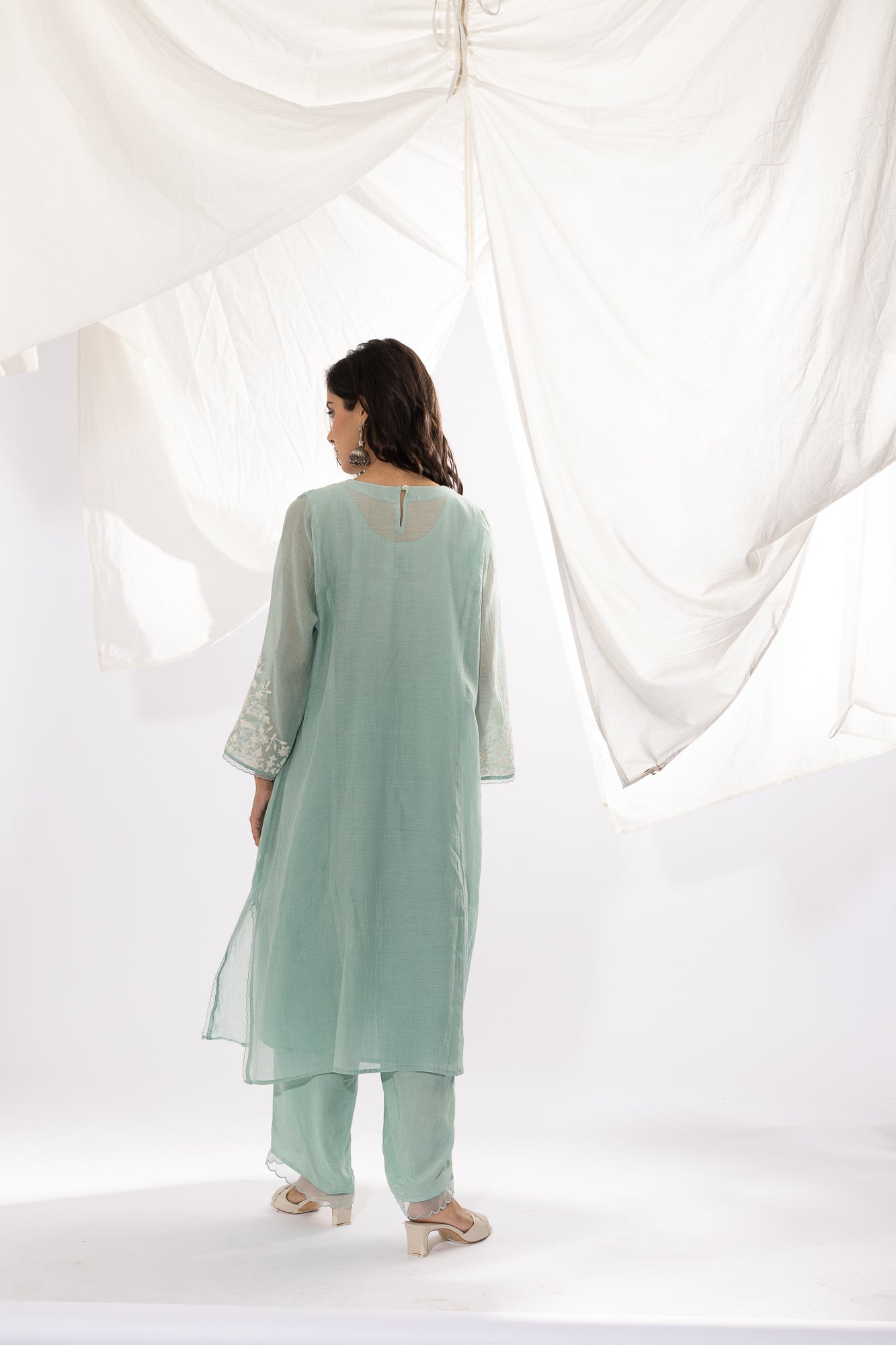 POWDER BLUE EMBROIDERED KURTA