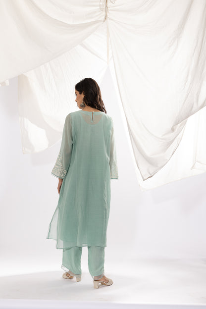 POWDER BLUE EMBROIDERED KURTA
