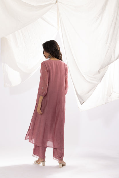 LILAC CHIKANKARI KURTA
