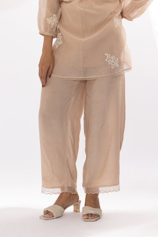 IVORY EMBROIDERED PANTS