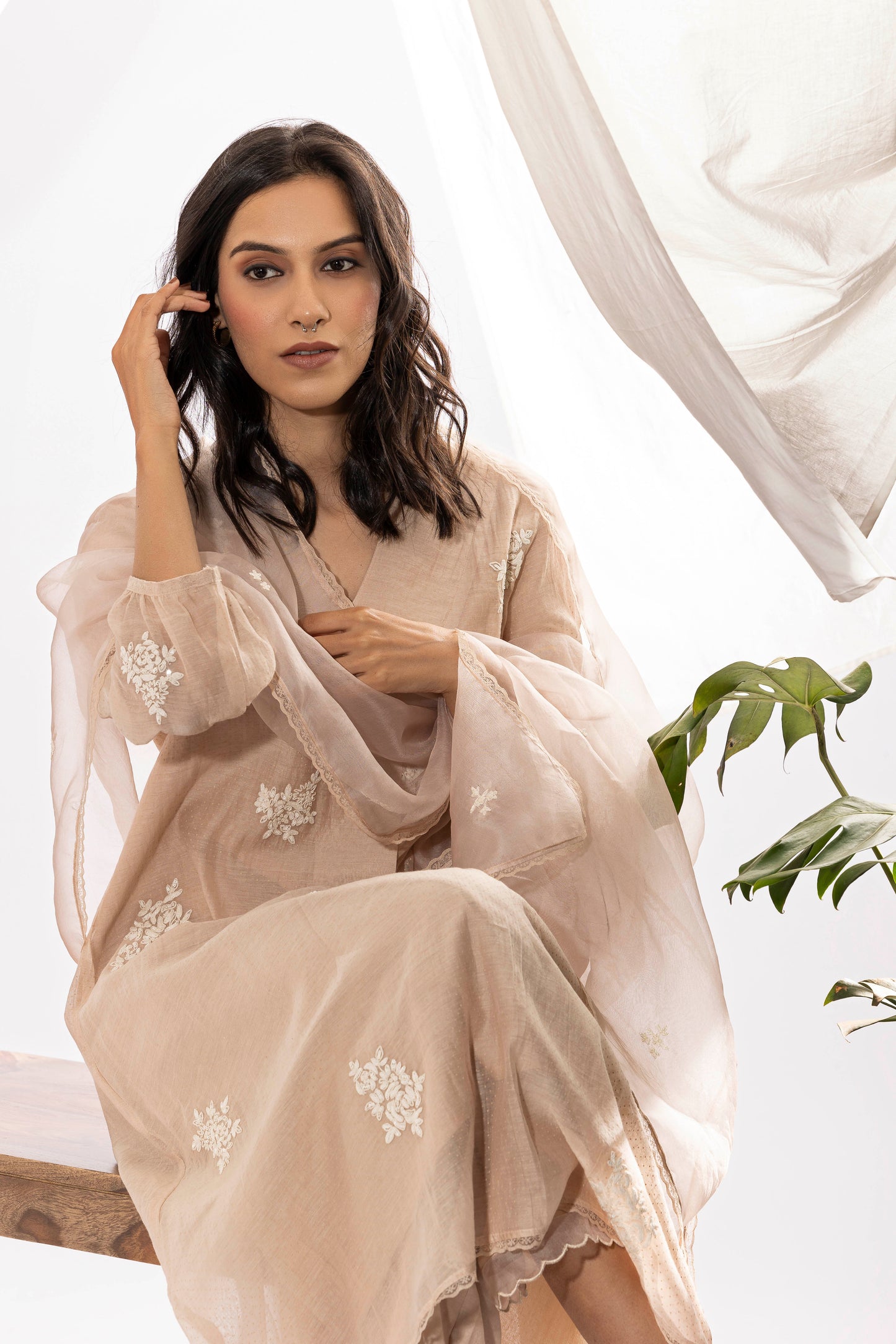IVORY EMBROIDERED DUPATTA