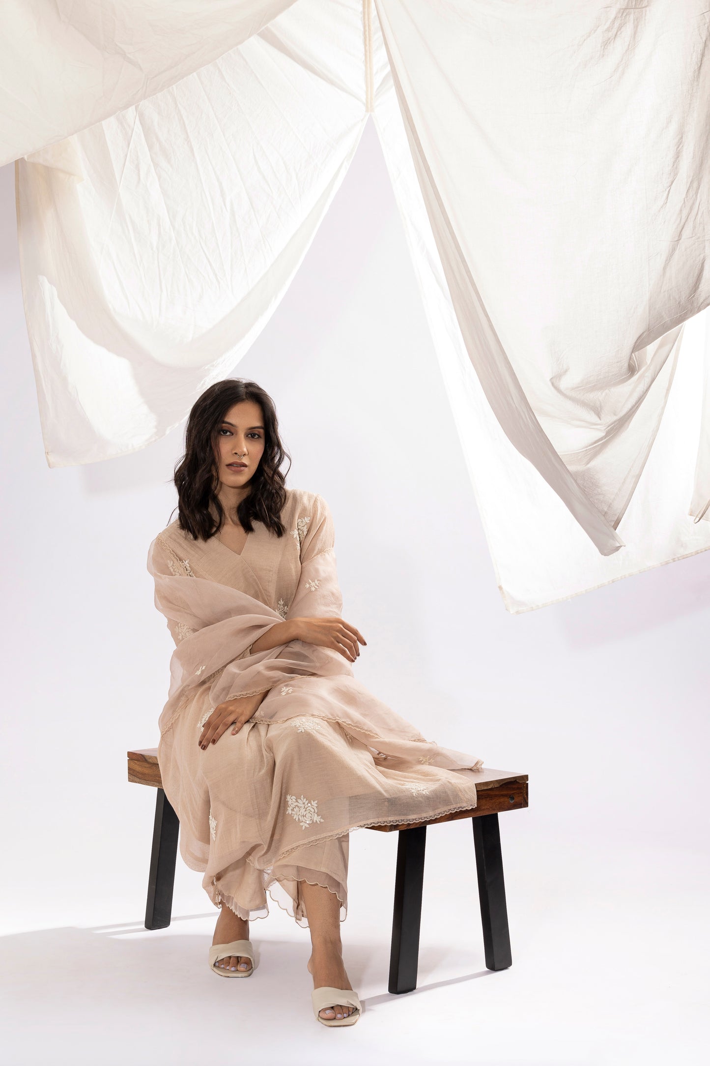 IVORY EMBROIDERED DUPATTA