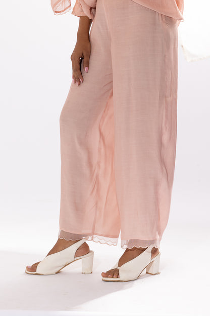 MISTY ROSE CHIKANKARI KURTA