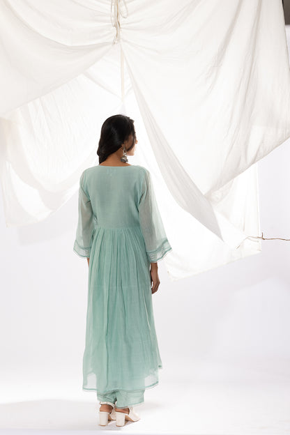 POWDER BLUE CHIKANKARI KURTA