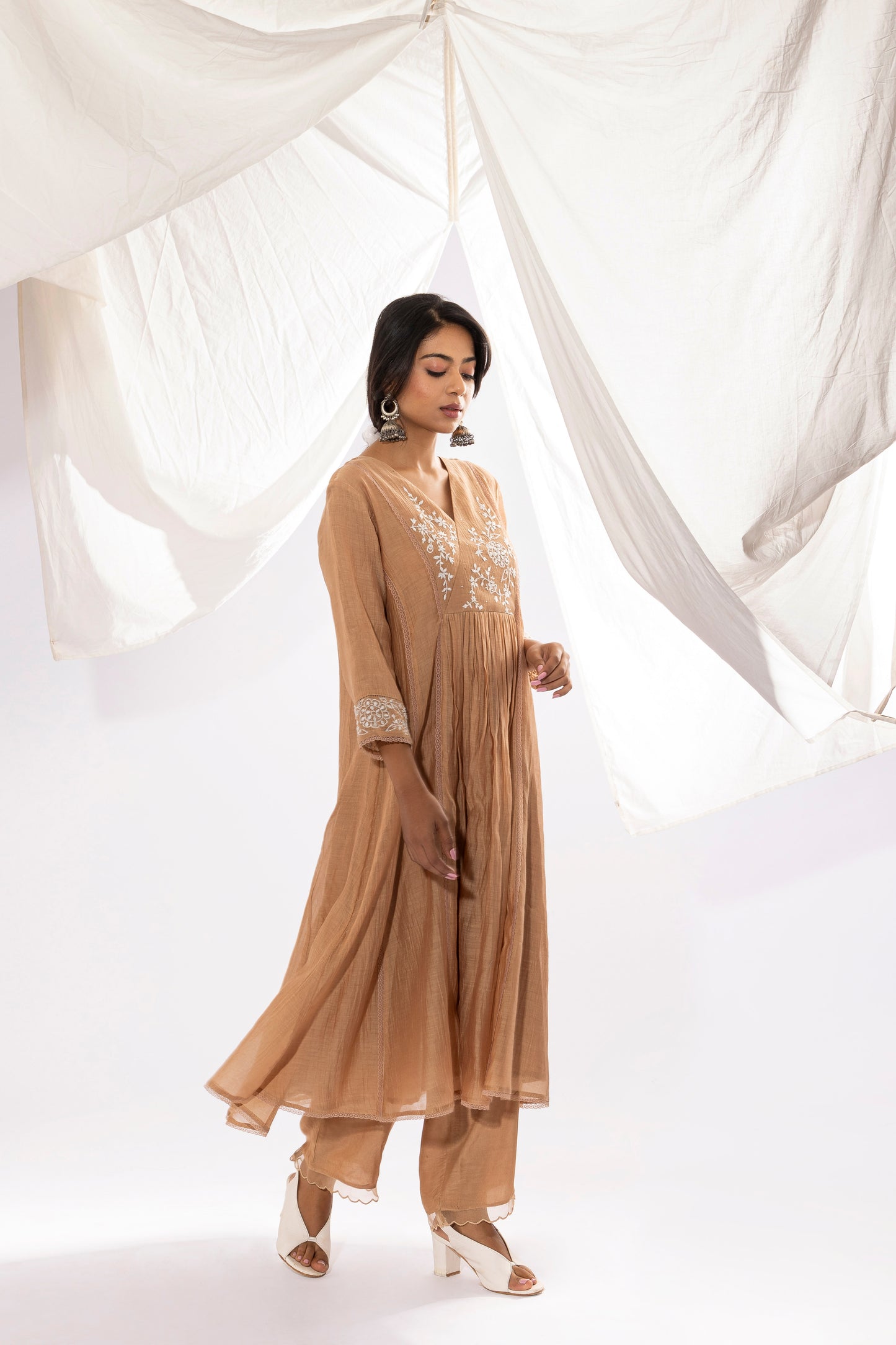 FRENCH BEIGE CHIKANKARI KURTA