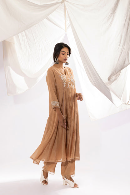 FRENCH BEIGE CHIKANKARI KURTA