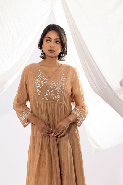 FRENCH BEIGE CHIKANKARI KURTA