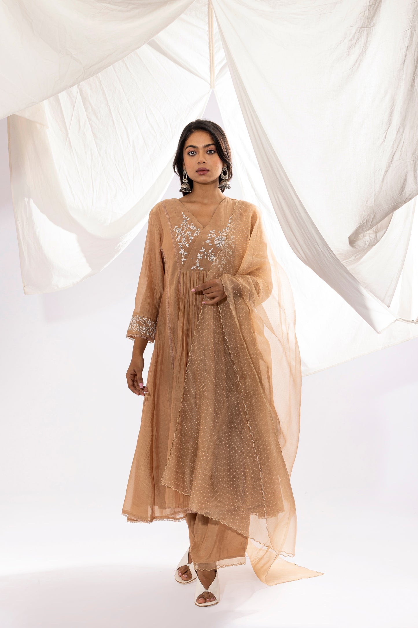 FRENCH BEIGE CHIKANKARI KURTA