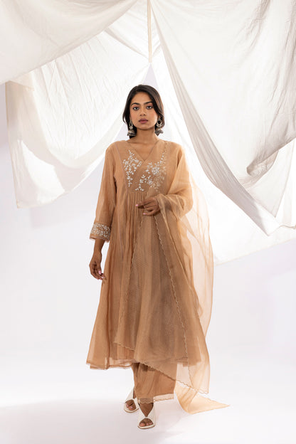 FRENCH BEIGE CHIKANKARI KURTA