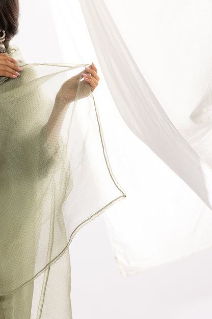 OLIVE GREEN PRINTED DUPATTA