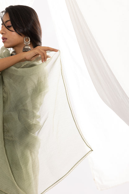 OLIVE GREEN PRINTED DUPATTA
