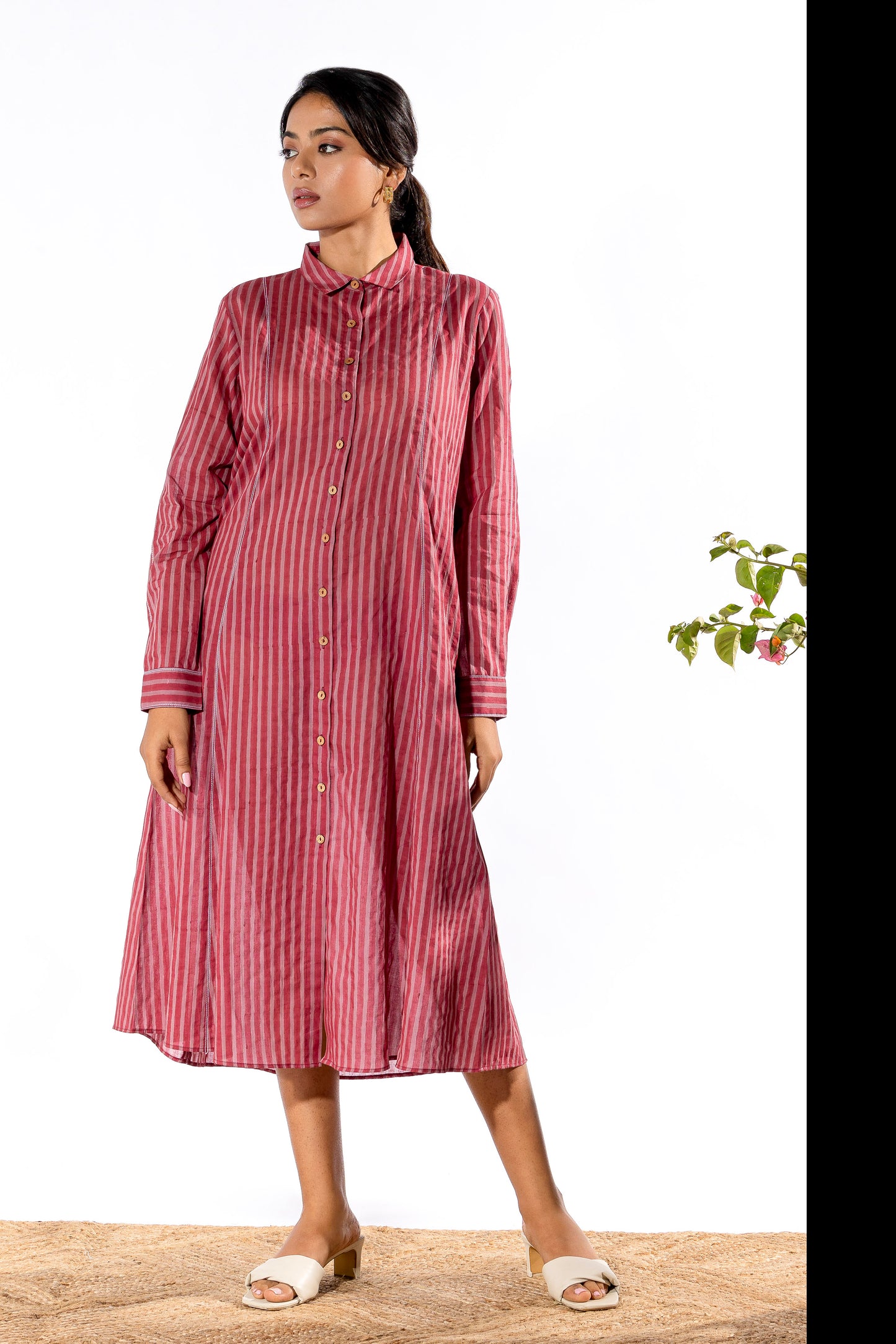 Pink hand block printed dress