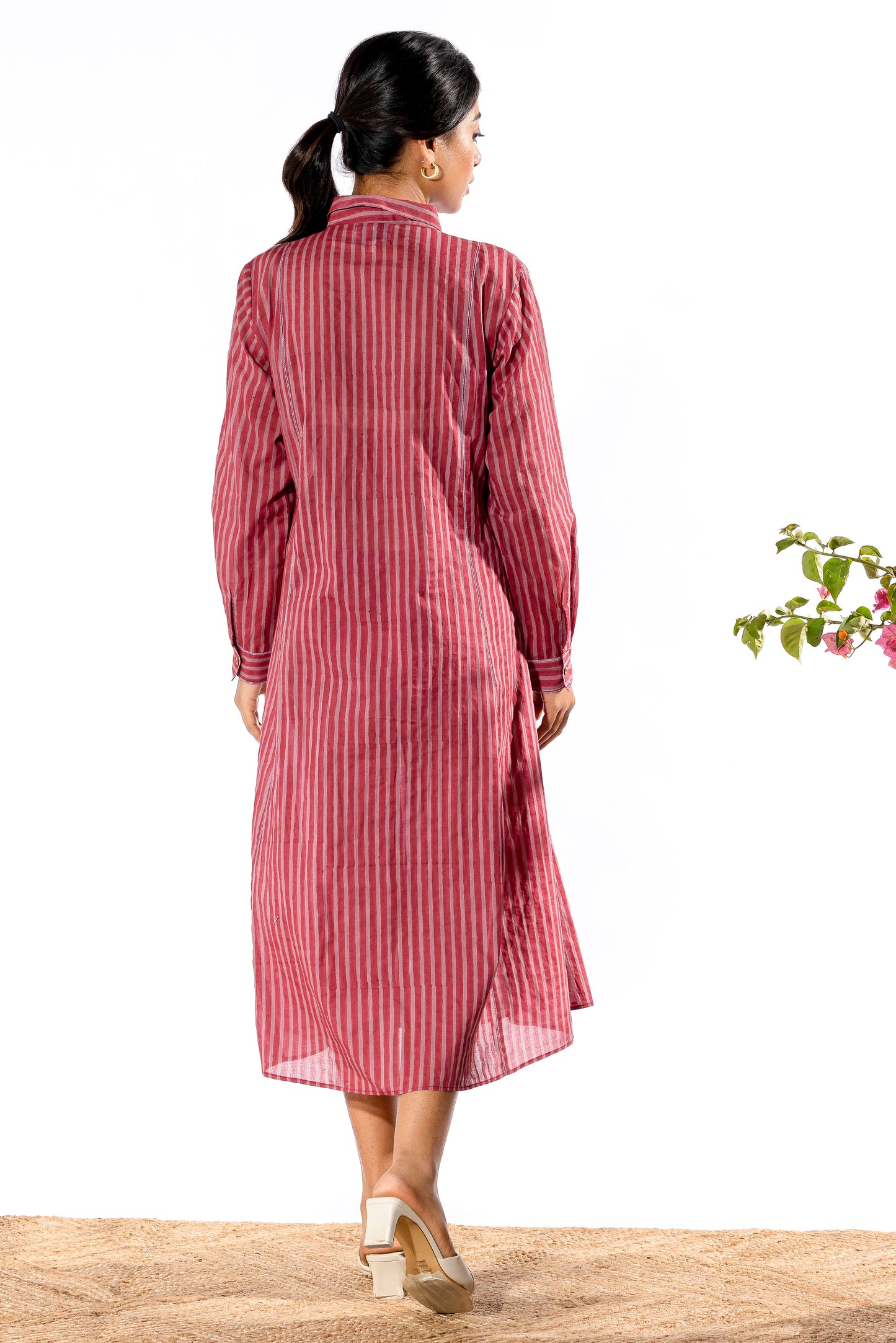 Pink hand block printed dress