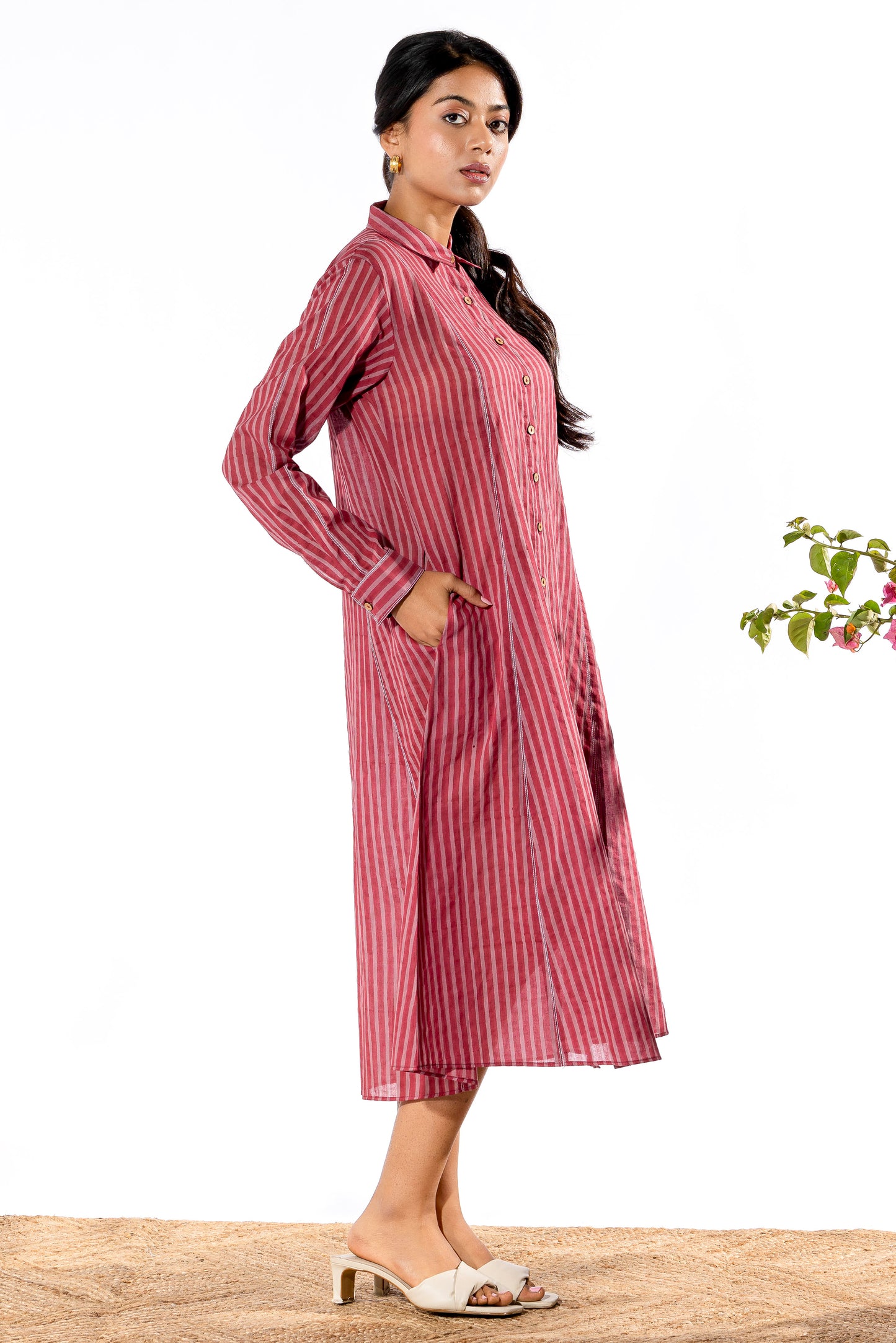 Pink hand block printed dress