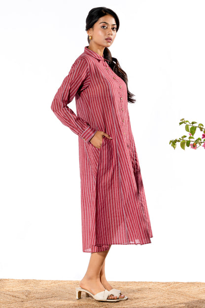 Pink hand block printed dress