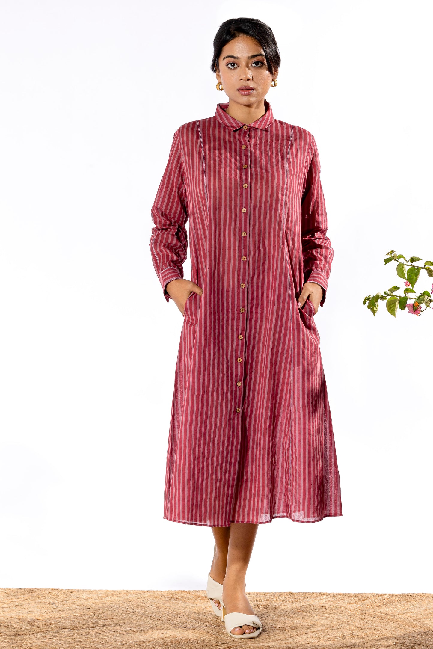 Pink hand block printed dress