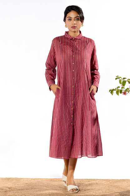 Pink hand block printed dress