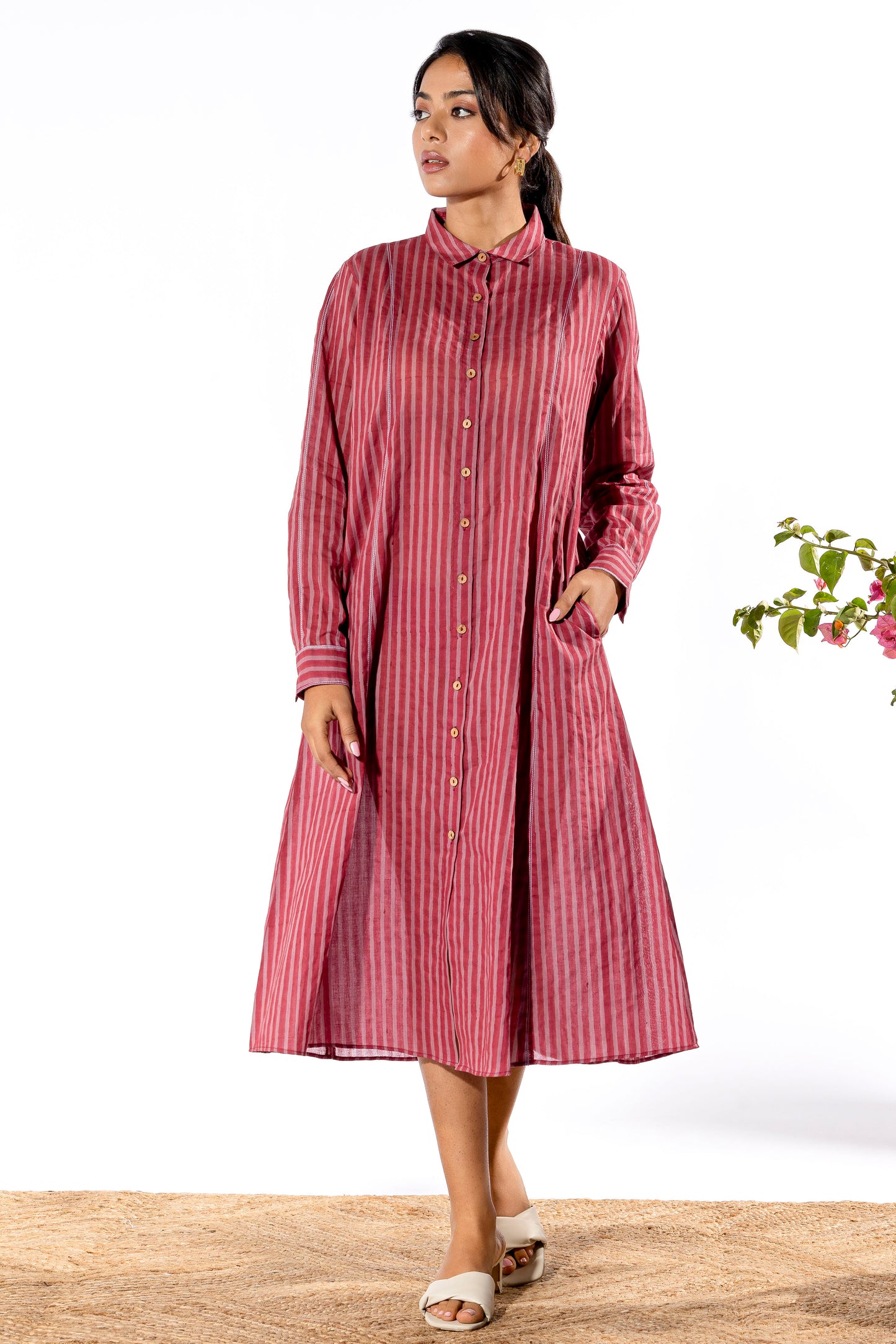 Pink hand block printed dress