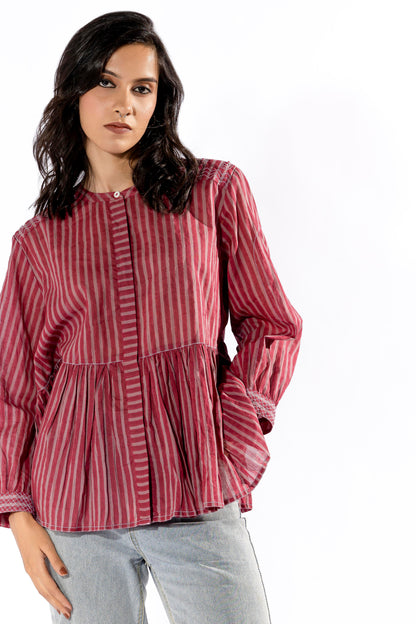 Pink hand block printed top