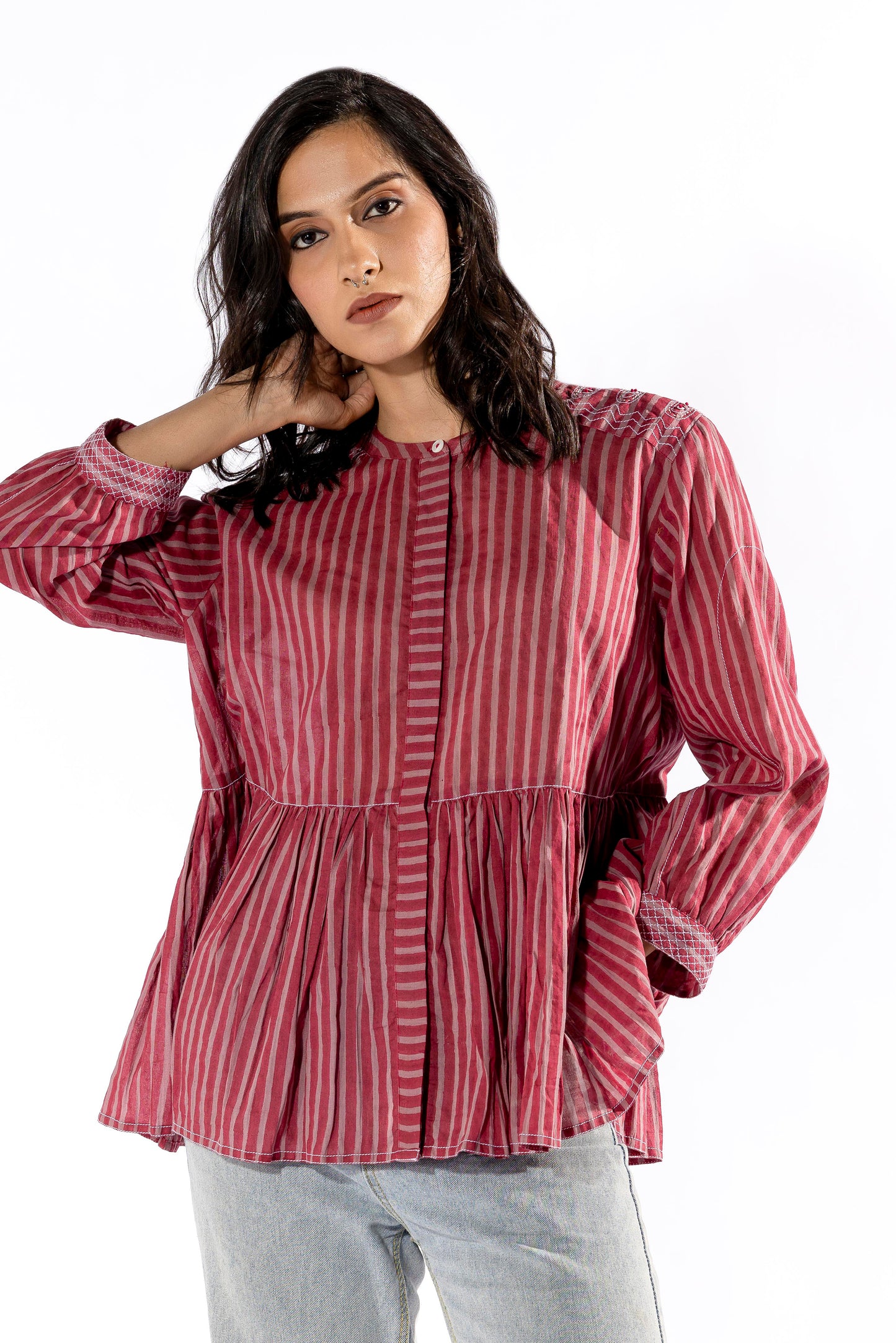 Pink hand block printed top