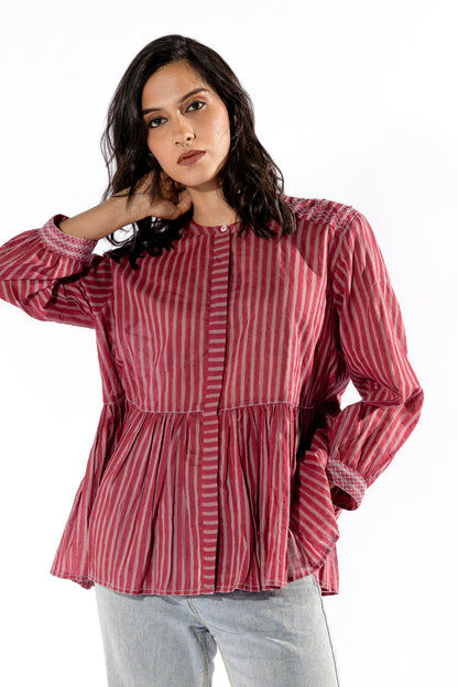 Pink hand block printed top