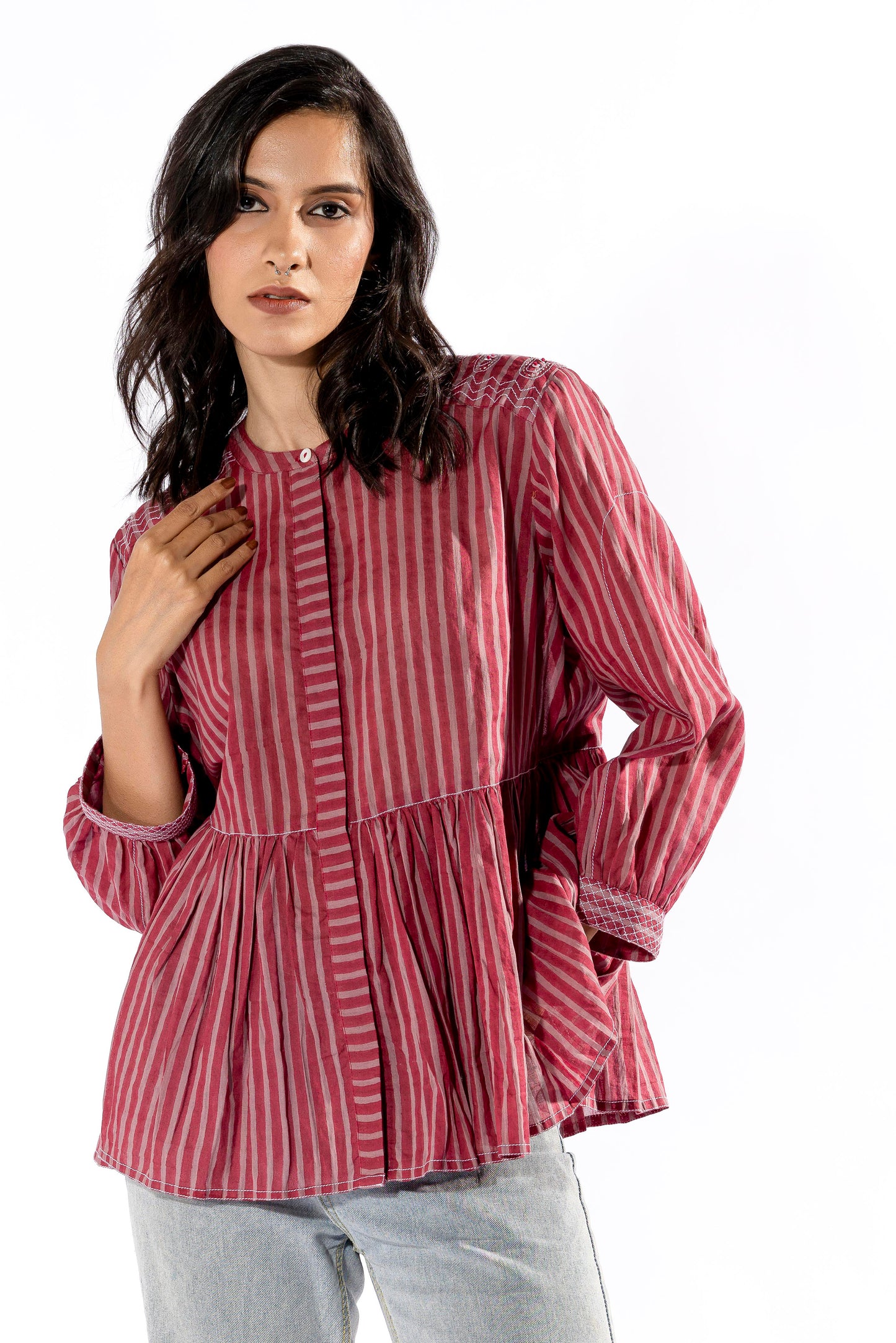 Pink hand block printed top