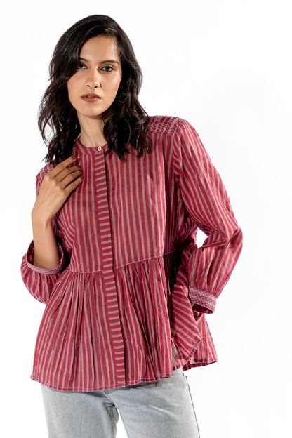 Pink hand block printed top