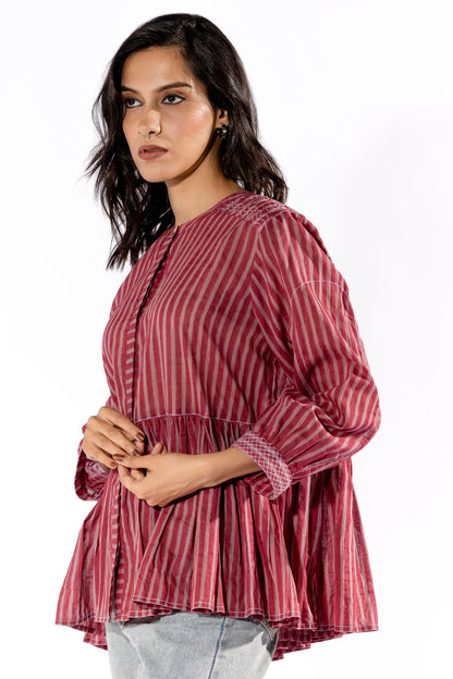 Pink hand block printed top