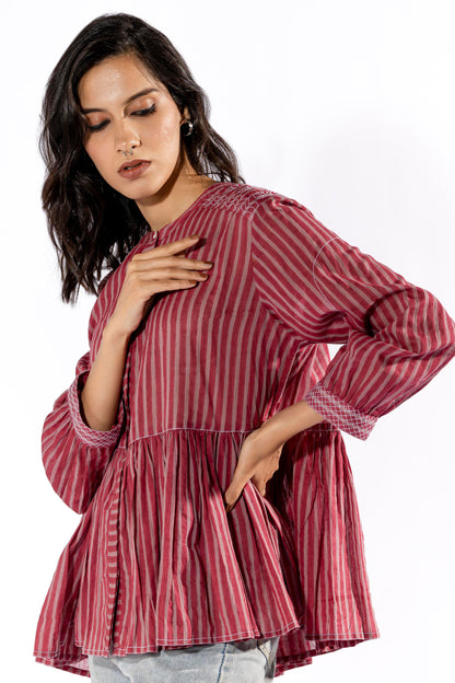 Pink hand block printed top
