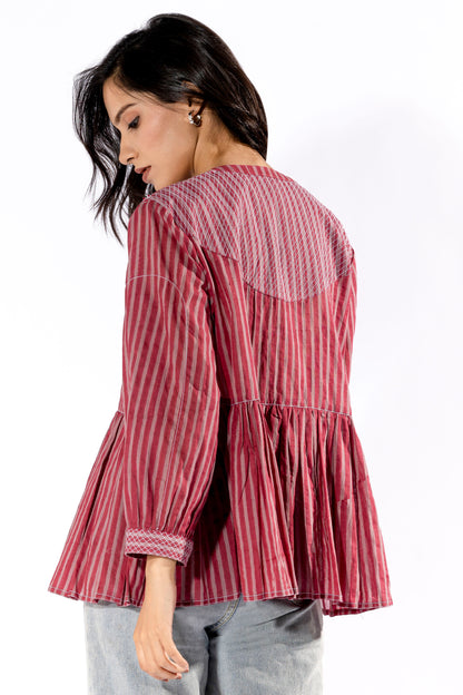 Pink hand block printed top