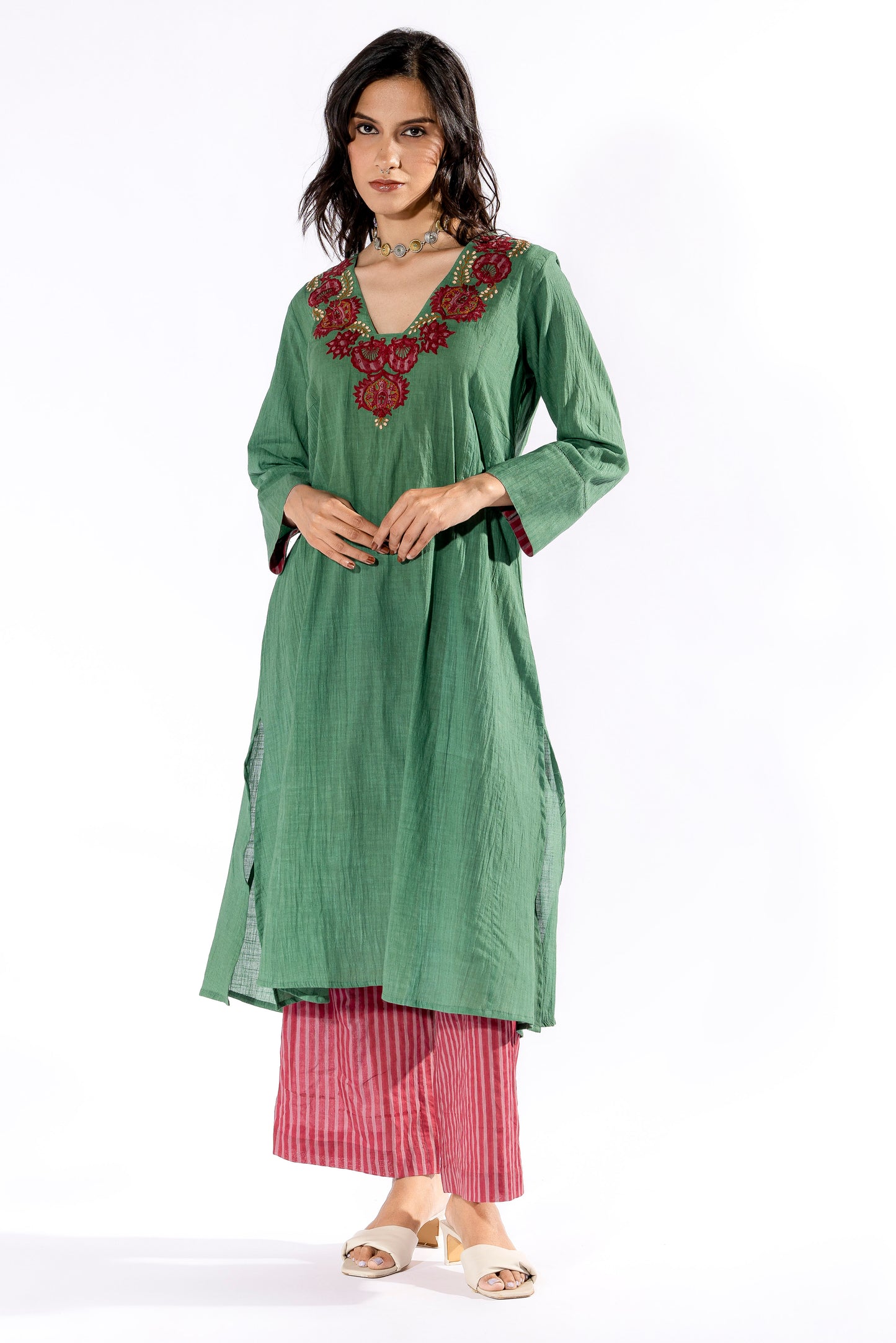 Khus embroidered Kurta