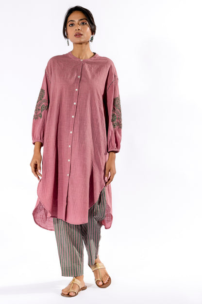 Beetroot embroidered Tunic