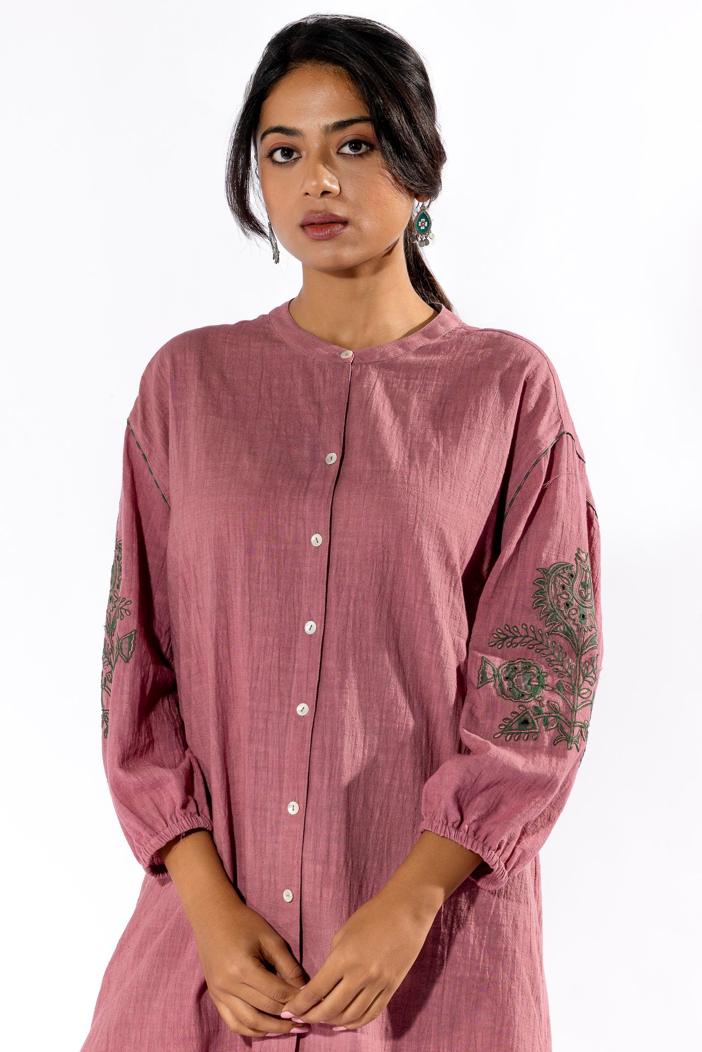 Beetroot embroidered Tunic