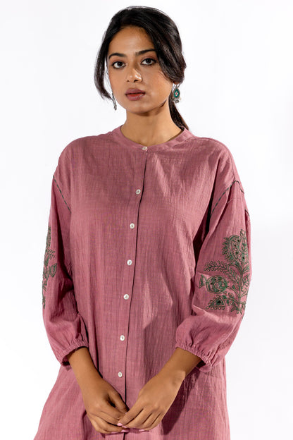 Beetroot embroidered Tunic