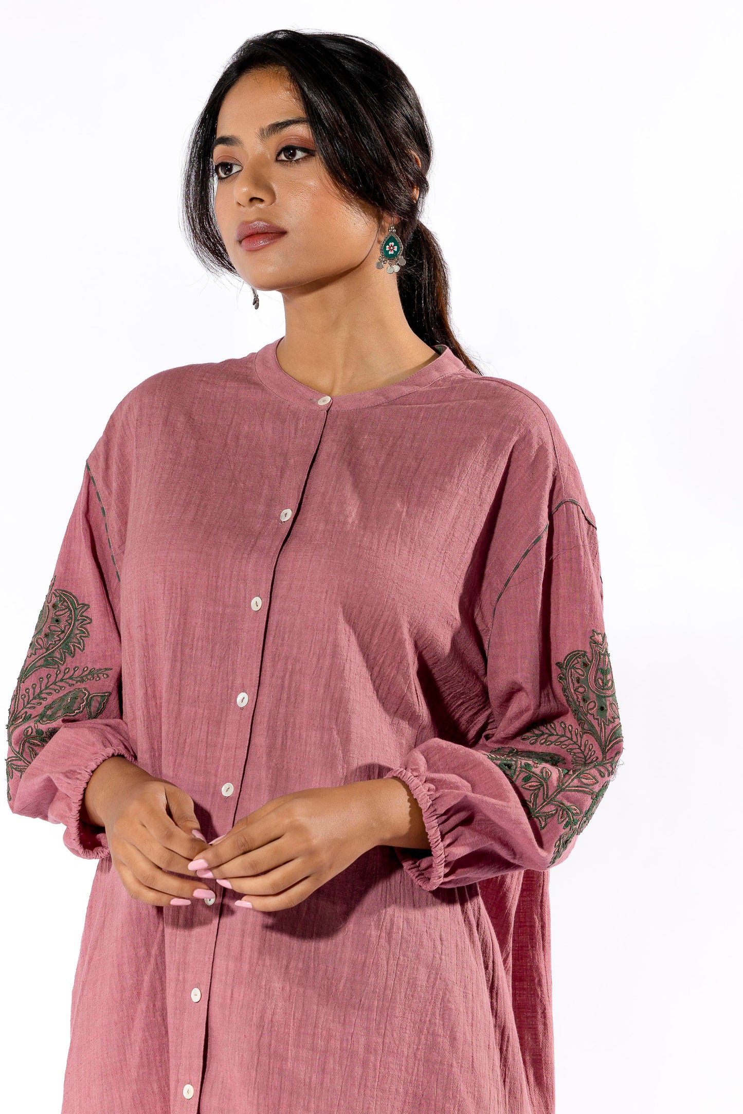 Beetroot embroidered Tunic