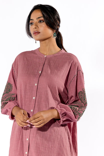 Beetroot embroidered Tunic