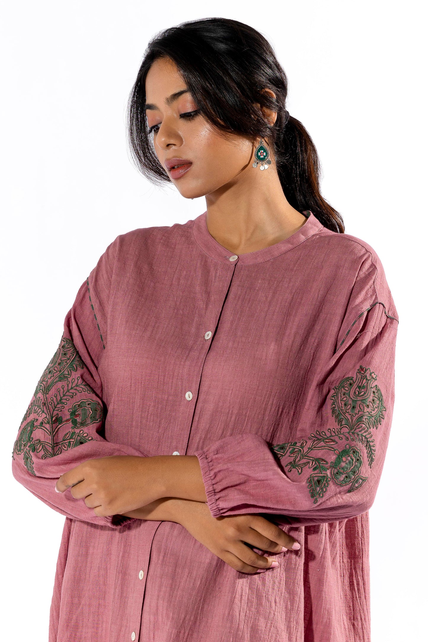 Beetroot embroidered Tunic