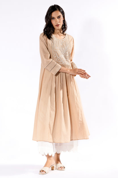 Beige chikankari kurta