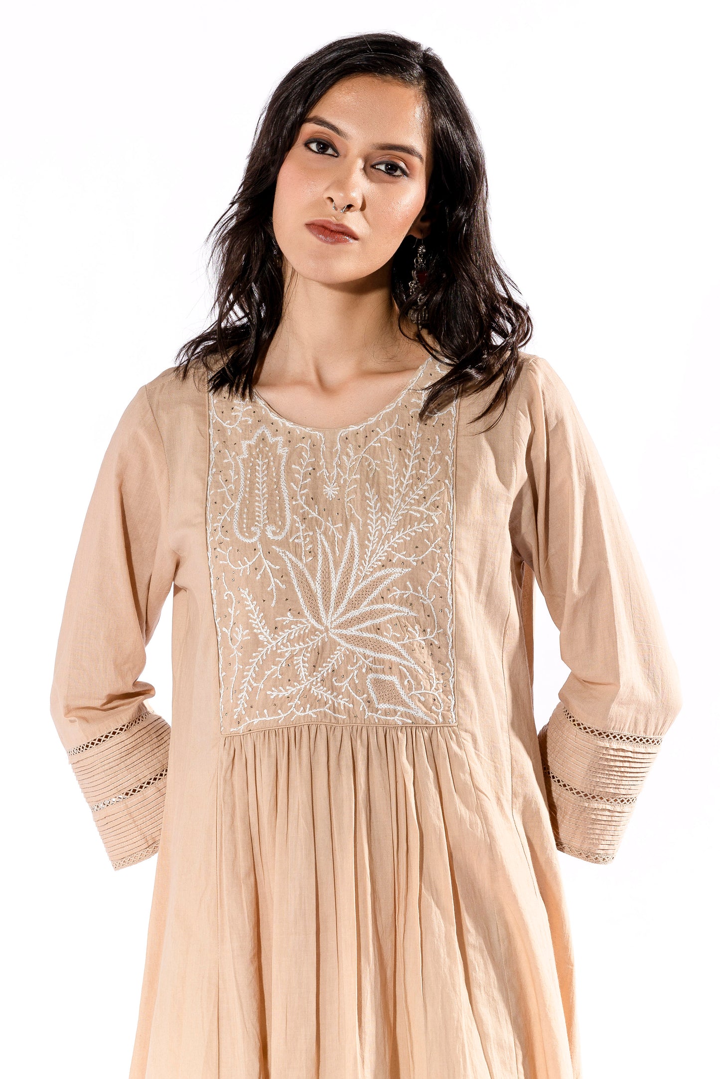 Beige chikankari kurta