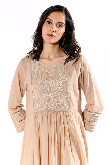 Beige chikankari kurta