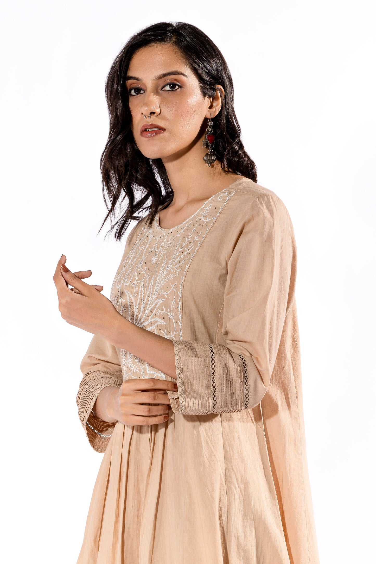 Beige chikankari kurta