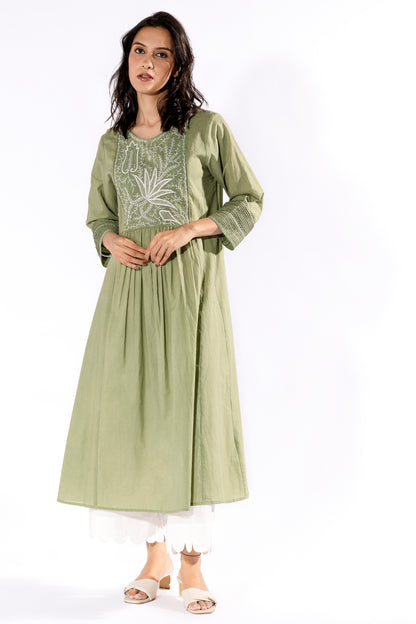 Green chikankari kurta
