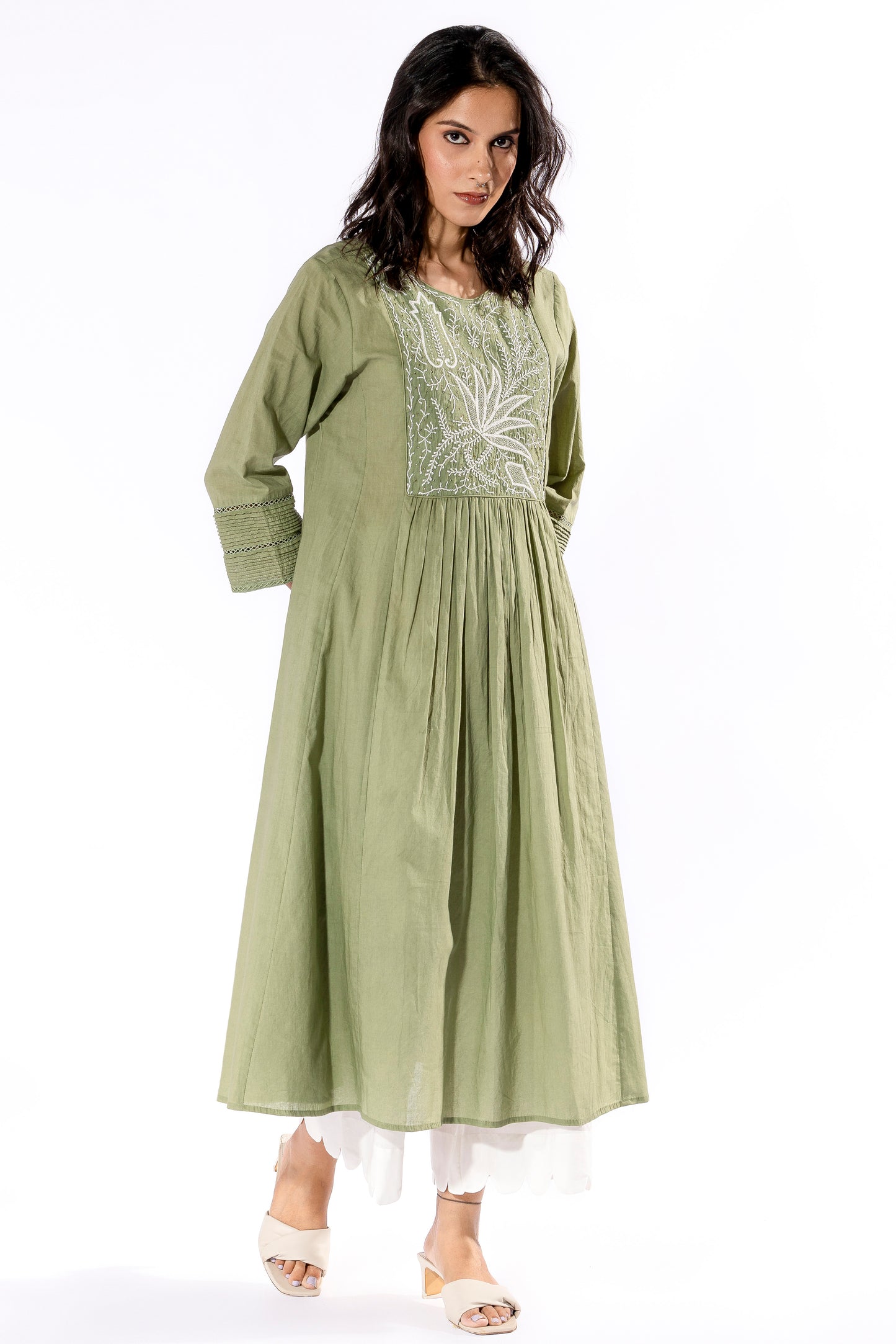 Green chikankari kurta