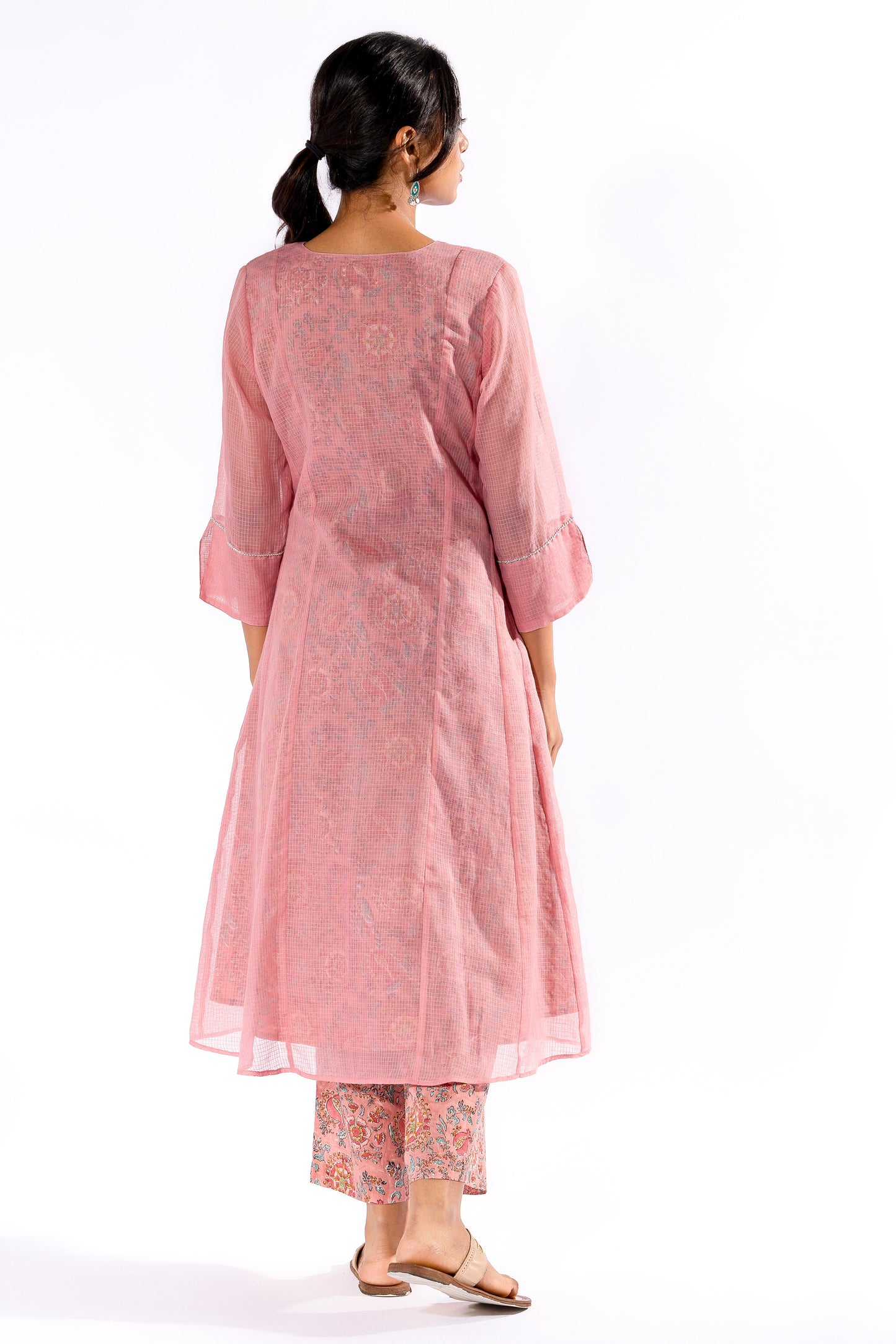 Blush Pink hand block printed kurta set