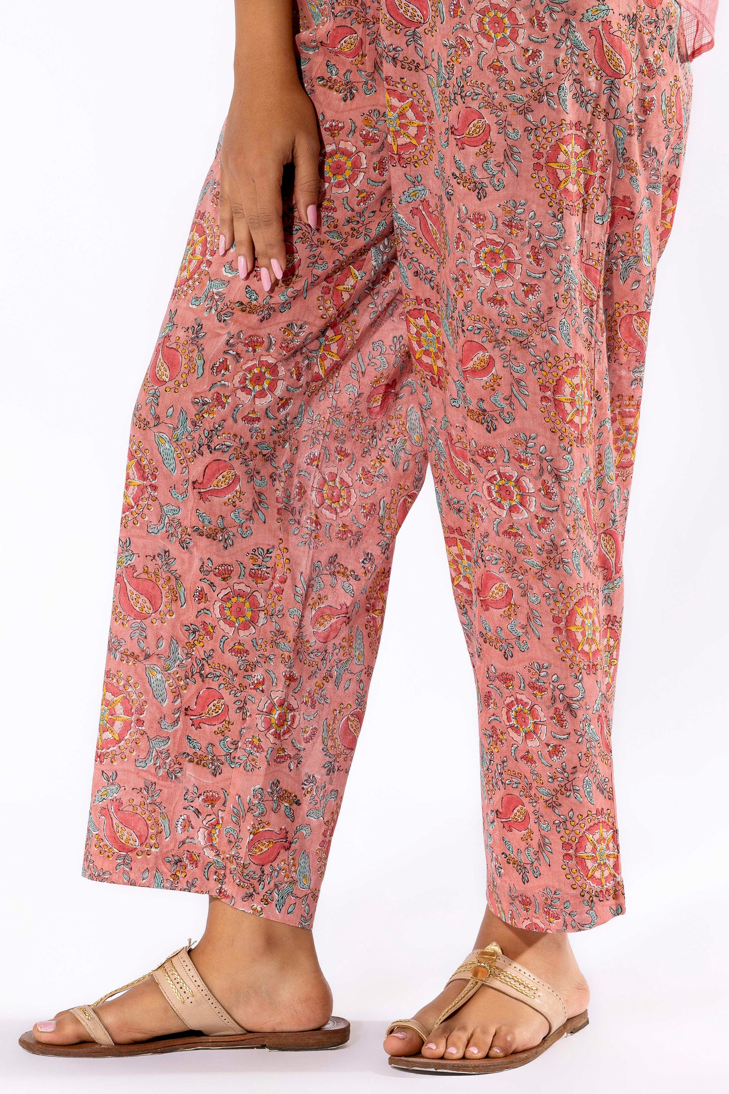Blush Pink hand block printed kurta set