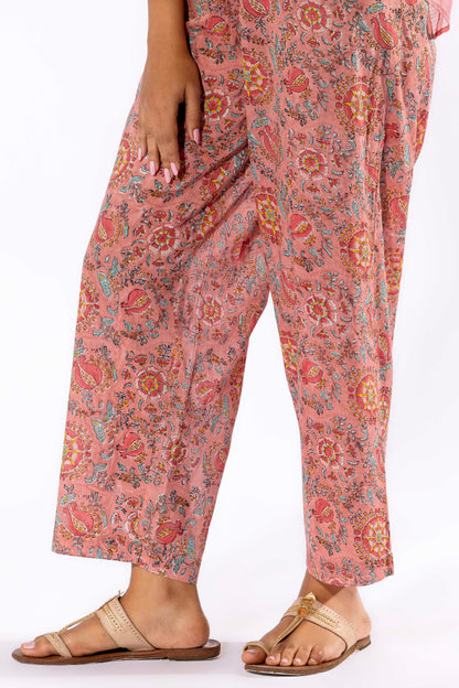 Blush Pink hand block printed kurta set
